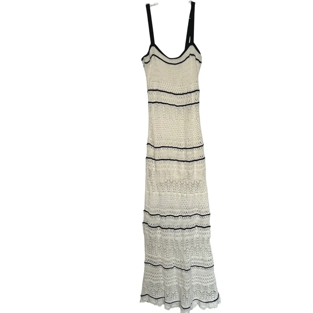 Abercrombie & Fitch Crochet Maxi Dress Black White Size M